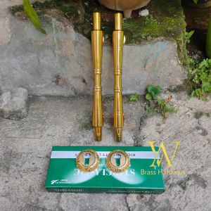 Gagang Pintu Rumah Kuningan Kunci Motif Bambu Gold 34 cm 2 Pcs