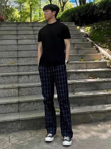 Quần Dài Nam Mùa Hè Mỏng American Retro Quần Dài Ống Đứng Bằng Lụa Băng Quần Dài Ống Rộng Thoải Mái Thoáng Khí