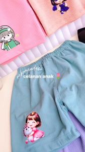Paket 5 Pcs Celana Pendek Kenit Sablon Karakter Anak Perempuan Usia 1-13 Tahun Pakaian Bawahan Anak Perempuan
