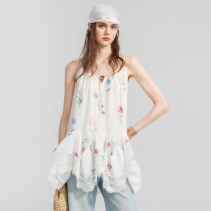 BEIQIANI | Floral Lace Halter A-Line Peplum Top
