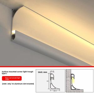 Surface Mounted Gypsum Line Light Two-Sided Emitting Ceiling Angle Lamp Band No Slot Required Wall Wash Reflection Light Groove