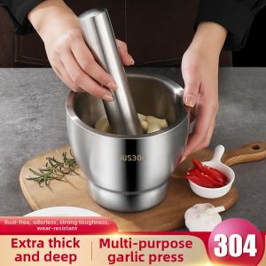 Stainless Steel Garlic Pressing Pestle and Mortar