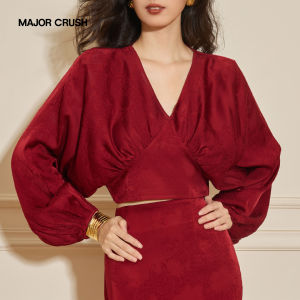 Luxurious Red Satin Figure-Flattering Fashion Dress
