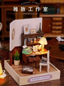 Cute Room DIY Wooden House Assembly Model Building Toy Birthday Gift for Girls Happy Pavilion Super Store Wood Toy for Teens