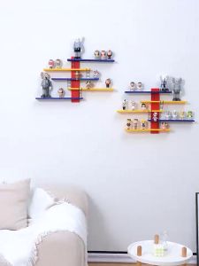 5 Tiers Wall Mounted Display Stand Punch-free Bedroom Toy Storage Perfume Storage Display Figures Floating Shelves Wall Decoration