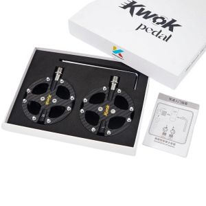 Kwok Carbon Fiber Bicycle Pedals Ultralight MTB Road 3 Bearing Pedals Titanium Alloy Axle Light Weight Bike Pedals Cycling Part