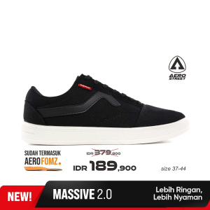 Aerostreet 37-44 Massive Low 2.0 Hitam Hitam - Sepatu Sneakers Casual
