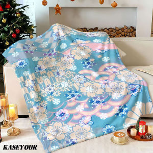 Beast Kingdom | Snowy Florals Winter Summer Flannel Blanket Throw Fleece Soft Fuzzy Plush Cozy Fleece Blankets for Sofa Ideal Gifts