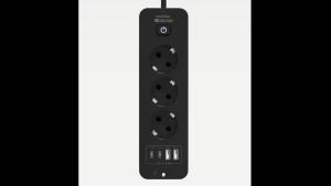 HITRENDS EU Embedded Power Strip with 3m cable Desktop built in Socket with 2 USB 2 Type C Fast charge Multi-Contact Outlet