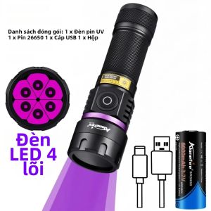 Alonefire | Đèn Pin UV LED 120W 6x365nm Màu Đen Dùng Để Phát Hiện Vết Nước Tiểu Chó Mèo Nấm Da Tiền Giả Bọ Cạp Dấu Vết Huỳnh Quang Đèn Tím