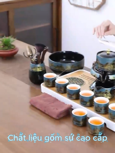 Bộ Ấm Chén Pha Trà Tự Động Cao Cấp Xoay Rót Thông Minh Phòng KháchSet Trà Đạo