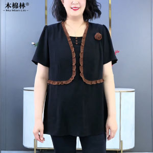 plus Size Womens Fashionable Summer Top Floral Print Loose Thin Maternity Friendly Shirt Casual Versatile Mid-Length T-Shirt