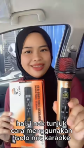 (ISOLO OFFICIAL) Car Karaoke Wireless Microphone FM Frequency Handheld Mic In Car Recahrgeable Metal Wireless Mic ISOLO Mic Kereta