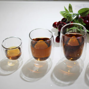 Creative Double Layered Glass Water Cup High Borosilicate Heat Resistant Office Cup for Cold Water Red Tea Beer Transparent
