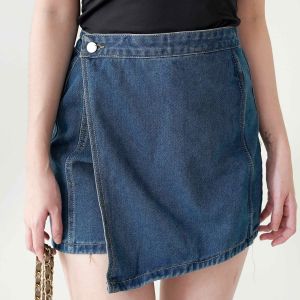 Beevalue - Rok Celana Jeans Wanita Skort Highwaist Pinggang Karet Bahan Denim Premium Korean Look Mini Skort (BV610)