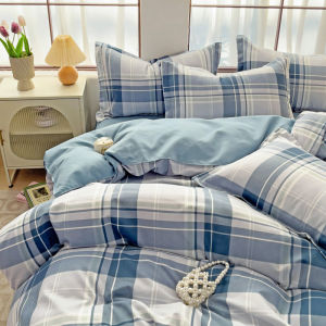 Stripe Flatsheet High Quality Washable Big Plaid Flat Sheet Single/Super Single/Queen/King/Super King Size Bed Sheet