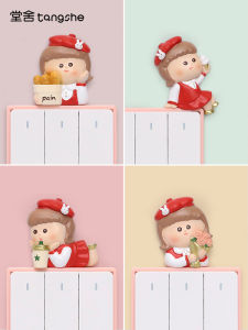 Little Red Riding Hood Switch Stickers Wall Stickers Household Light Switch Protective Cover 3D Socket Panel Creative Frame Decoration Set