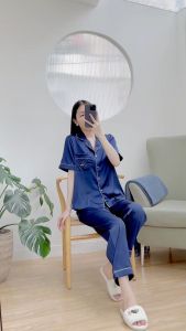 VIBES Pijama dài lụa trơn Silk Long Py Set nhiều màu chất liệu cao cấp mềm mát