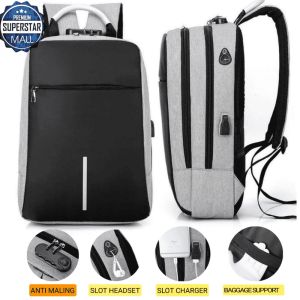 Tas Ransel Anti Maling dengan Slot USB