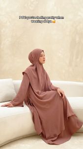 Hayna Almeera Abaya Set Hijab (Dessert Rose) - Gamis Umroh Umrah Haji Syari
