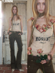 1JINN STUDIO | Lace Letter Print Boned Slenderizing Camisole