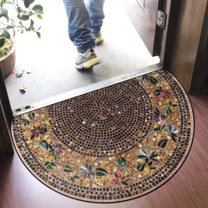 VIKAMA Retro Hoa Cây Nho Hình Bán Nguyệt Thảm Chùi Chân Chống Trơn Trượt Phong Cách Hiện Đại Trong Nhà Ngoài Trời Lối Vào Thảm Tiền Sảnh Trang Trí 100% Polyester