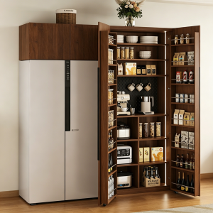 Solid Wood Storage Cabinet with Fridge-Like Design for Kitchen