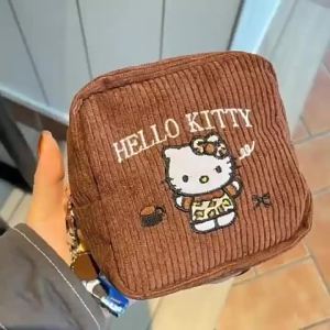Sanrio | Túi Đựng Đồ Trang Điểm Họa Tiết Sanrio Hello Kitty Thêu Hạt Dẻ PVC Đa Chức Năng Đựng Đồ Du Lịch Túi Vuông Thời Trang