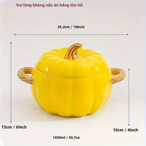 Nồi Đất Nung Hình Bí Ngô Có Nắp Thân Thiện Với Môi Trường Dùng Được Trên Bếp Từ Thích Hợp Cho Món Tráng Miệng Và Nướng Bánh Halloween