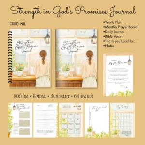 Strength in Gods Promises Journal Bible verse Monthly Planner -64pages