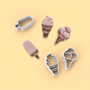 3Pcs Summer Ice Cream Polymer Clay Cutters Set Popsicle & Cone Shapes Clay Molds for DIY Earrings Jewelry Making