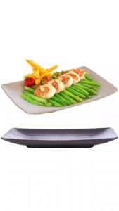 Set 5 Đĩa chữ nhật vân gỗ nhựa VIỆT NHẬT - Sâu lòng đựng đồ ăn hoa quả hàng quán - 1180/1/2/3