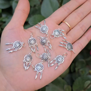 Q2375 Charm treo Bạc Thái 925 dreamcatcher tròn dày làm mặt dây chuyền hoa tai charm treo lắc tay - Phong Thuỷ TUDO P