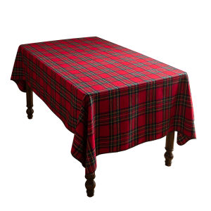 Thick Wool Christmas New Year Scotland Red and Green Plaids Retro Table Runner Restaurant Rectangular Tablecloth Customization