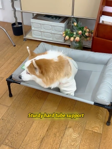 Cooling Elevated Dog Bed L Shape Neck Support Pillow Breathable Mesh Raised Pet Cot Moisture Proof