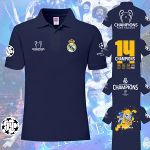 2024 Real Madrid Champions League Winning 15 Championships Commemorative Football Fans Polo Shirt Men Women Short Sleeve with Collar T-Shirt