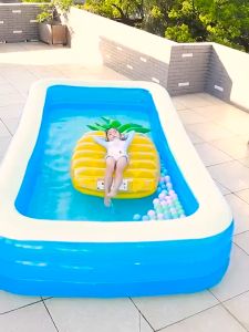 Inflatable Swimming Pool for kids and family With electric air pump Portable 3-layer thickened rectangular swimming pool