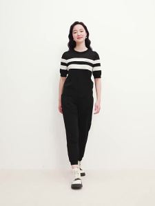 Koradior | Summer Comfortable Breathable Cotton Commuter Simple Black And White Striped Knitwear