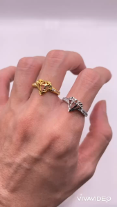 Nhẫn titan không phai không rỉ sét màu vàng và trắng mã 57 Nhẫn titan nữ bền màu trangsucmoiluatuoi.RIN