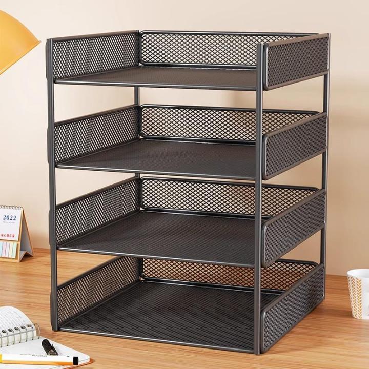Multi-Layer Metal Office Supplies Storage Rack Desk Organizer A4 Paper ...