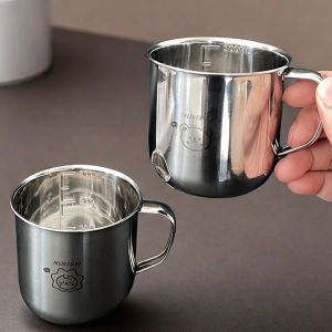 WORTHBUY Reusable Coffee Cup With Handle 304 Stainless Steel Water Cup For Children 300ml Office Tea Milk Coffee Mug With Scale