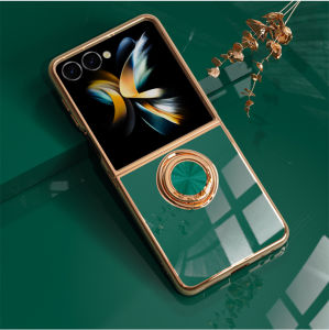 Electroplating Shockproof Phone Case with 360°Ring Holder Kickstand for Samsung Galaxy Z Flip 8 7 FE 6 5 4 3 Flip7 Flip6 Flip8