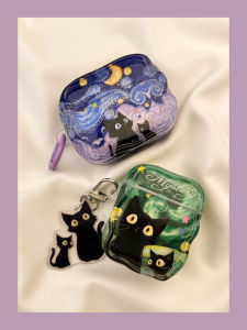 Cartoon Oil Painting Moon Cat AirPods4 Protective Case Wireless Bluetooth Second Generation pro Earphone Cover for 3rd 2nd 5th Generation