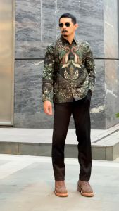 BATIK ARKANZA Kemeja Batik Pria Cowok Lengan Panjang Slimfit Premium Bahan Katun Lapis Furing INFL