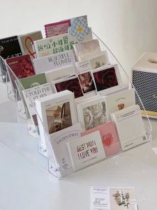 Transparent Card Holder Flower Shop Gift Shop Postcard Storage Rack Simple Design Rectangular Plastic Organizer for Desktop