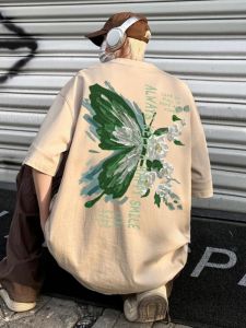 Retro American T-Shirt Short Sleeve Summer Youth Design Unique Print Oversize Half Sleeve Body Shirt Top for Teens Cotton round Neck