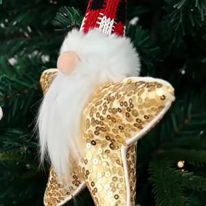 other | New Christmas Festival Decoration Sequin Five-Pointed Star Santa Claus Pendant For Home Christmas Tree Decoration Accessory