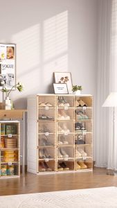 ANTBOX Rak Sepatu Susun Serbaguna Ukuran 12 Sepatu Rak Sepatu Transparan Kekinian Bebas Instalasi