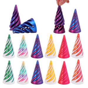 3D Printed Spiral Cone Toy Stress Relief Twisting Educational Toys for Kids  Dual-Color Swirl Design with Spiral 3D Puzzle Structure
