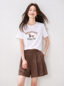 OSA | Cool Cotton Sausage Dog Print White Short Sleeve T-Shirt